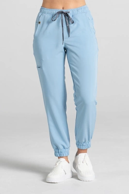 Spodnie medyczne joggery damskie - Merit - Baby blue - KangooSoft Premium