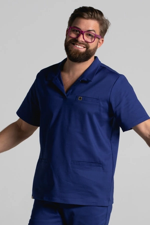 Bluza medyczna męska typu polo - Hipokrates - Astro blue - KangooNature