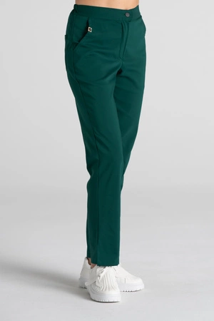 Eleganckie spodnie medyczne damskie z rozcięciem - Esther - Sacramento green - Kangoomed by Emily