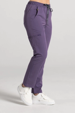 Spodnie medyczne proste damskie - Merit - Midnight purple - KangooSoft Premium