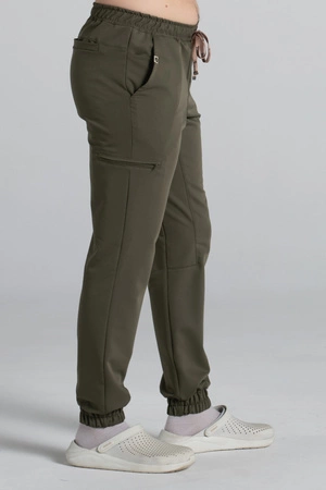 Spodnie medyczne joggery męskie - Sokrates - Tuscan moss - KangooSoft Premium