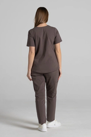 Spodnie medyczne proste damskie - Merit - Walnut brown - KangooNature