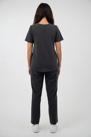 Bluza medyczna damska Virginia - Grey melange - KangooSoft Premium