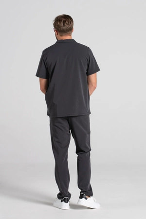 Spodnie medyczne proste męskie - Sokrates - Grey melange - KangooSoft Premium