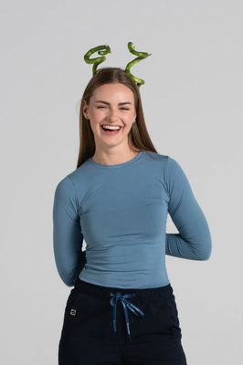 Longsleeve medyczny damski - Light blue - Bamboo collection