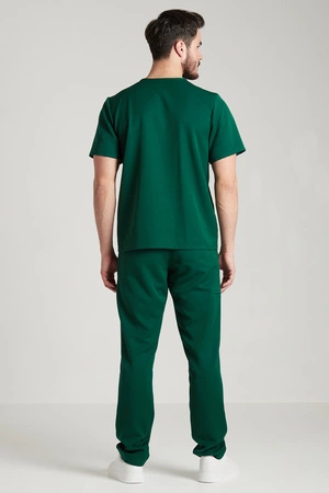 Spodnie medyczne proste męskie - Sokrates - Pine green