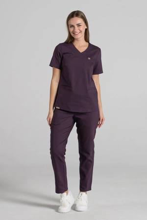 Spodnie medyczne proste damskie - Merit - Dark plum - KangooNature