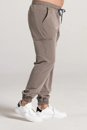 Spodnie medyczne joggery męskie - Sokrates - Brown melange - KangooSoft Premium