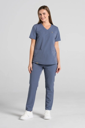 Bluza medyczna damska Merit - Pacific blue - KangooSoft Premium