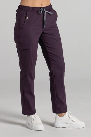 Spodnie medyczne proste damskie - Merit - Dark plum - KangooNature