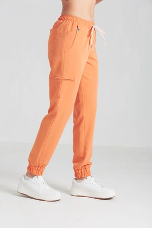 Spodnie medyczne joggery damskie - Merit - Tangerine