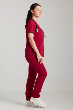 Spodnie medyczne proste damskie - Merit - Electric currant