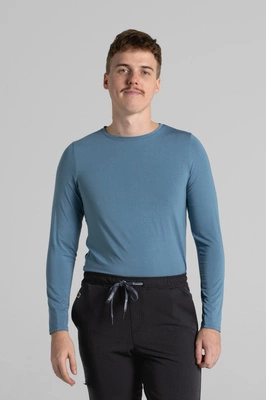 Longsleeve medyczny męski - Light blue - Bamboo collection