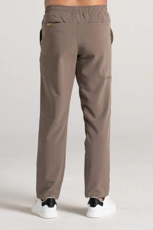 Spodnie medyczne proste męskie - Sokrates - Brown melange - KangooSoft Premium
