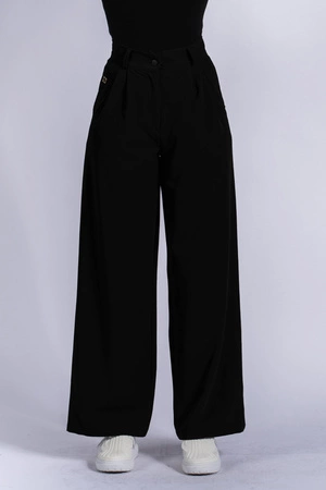 Spodnie medyczne damskie z szeroką nogawką - Lucy - Onyx black - KangooSoft