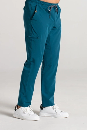 Spodnie medyczne proste męskie - Sokrates - Mermaid blue - KangooSoft Premium
