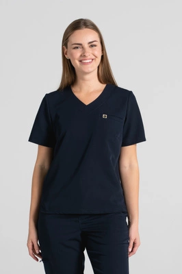 Krótka bluza medyczna damska Florence - Dark navy - KangooSoft