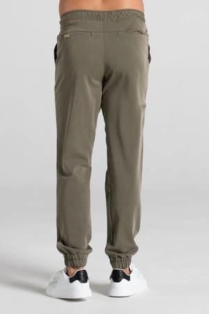 Spodnie medyczne joggery męskie - Sokrates - Olive melange - KangooSoft Premium