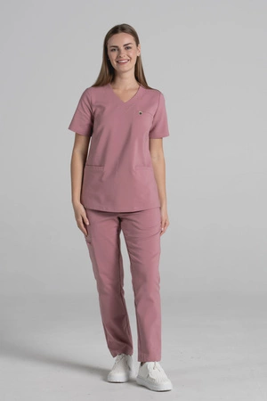 Spodnie medyczne proste damskie - Merit - Shy pink - KangooNature