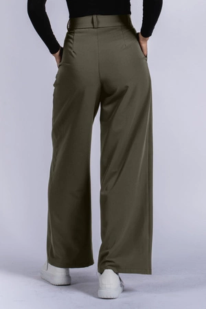 Spodnie medyczne damskie z szeroką nogawką - Lucy - Tuscan moss - KangooSoft Premium