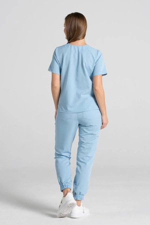 Krótka bluza medyczna damska Florence - Baby blue - KangooSoft Premium