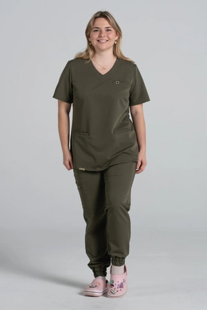 Spodnie medyczne joggery damskie - Merit - Tuscan moss - KangooSoft Premium