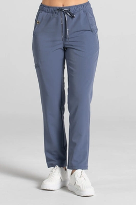 Spodnie medyczne proste damskie - Merit - Pacific blue - KangooSoft Premium