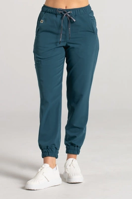 Spodnie medyczne joggery damskie - Merit - Ocean blue