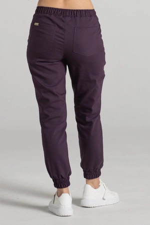 Spodnie medyczne joggery damskie - Merit - Dark plum - KangooNature