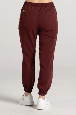Spodnie medyczne joggery damskie - Merit - Sangria