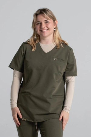 Bluza medyczna damska Merit - Tuscan moss - KangooSoft Premium