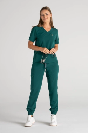 Spodnie medyczne joggery damskie - Merit - Bottle green - KangooSoft Premium