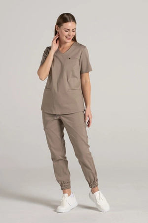 Spodnie medyczne joggery damskie - Merit - Taupe - KangooNature