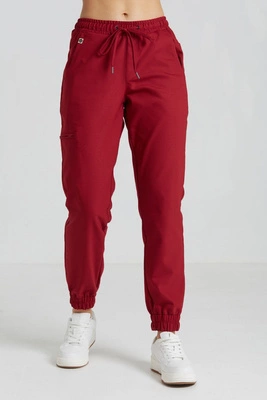 Spodnie medyczne joggery damskie - Merit - Classic burgundy - KangooNature