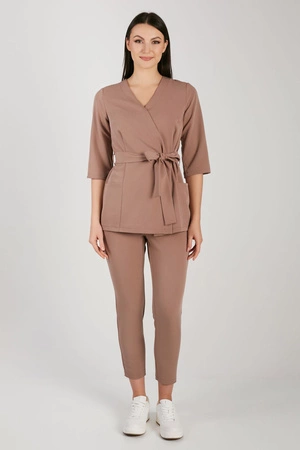 Spodnie medyczne przylegające damskie - Mocha