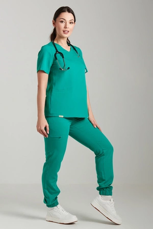 Spodnie medyczne joggery damskie - Merit - Medical green