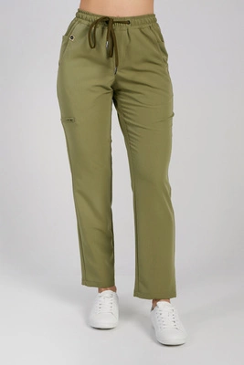 Spodnie medyczne proste damskie - Merit - Khaki