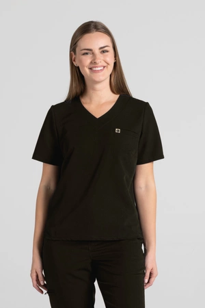 Krótka bluza medyczna damska Florence - Onyx black - KangooSoft
