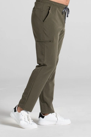 Spodnie medyczne proste męskie - Sokrates - Olive melange - KangooSoft Premium