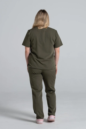 Krótka bluza medyczna damska Florence - Tuscan moss - KangooSoft Premium