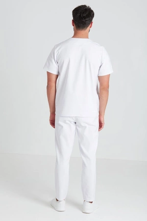 Spodnie medyczne proste męskie - Sokrates - Pearl white - KangooNature
