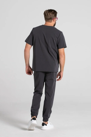 Spodnie medyczne joggery męskie - Sokrates - Grey melange - KangooSoft Premium