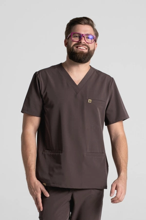 Bluza medyczna męska - Sokrates - Chocolate chip - KangooSoft Premium