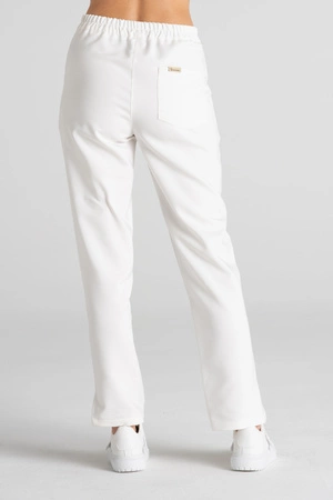 Eleganckie spodnie medyczne damskie z rozcięciem - Esther - Feather white - Kangoomed by Emily