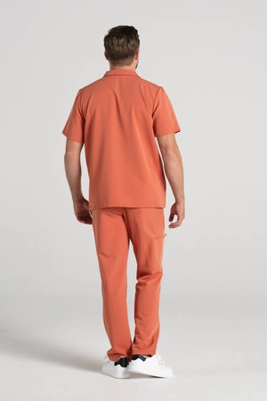 Bluza medyczna męska typu polo - Hipokrates - Pumpkin spice - KangooSoft Premium