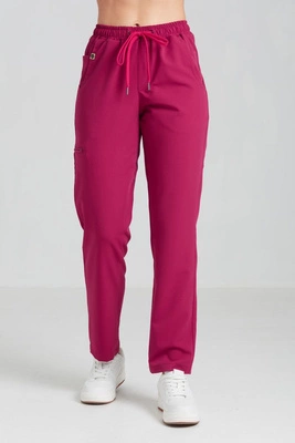Spodnie medyczne proste damskie - Merit - Viva magenta