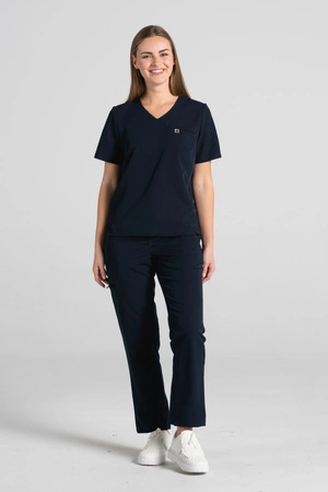 Krótka bluza medyczna damska Florence - Dark navy - KangooSoft