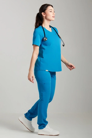 Spodnie medyczne proste damskie - Merit - Sapphire blue