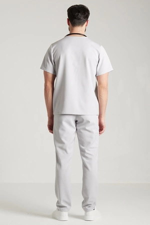 Spodnie medyczne proste męskie - Sokrates - Silver grey