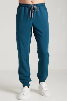 Spodnie medyczne joggery męskie - Sokrates - Ocean blue